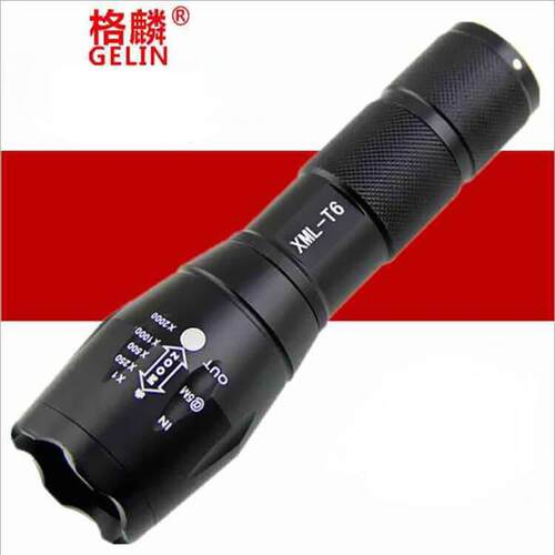跨境强光LED手电筒T强光充电led 手电 A伸缩变焦紫光电筒厂家