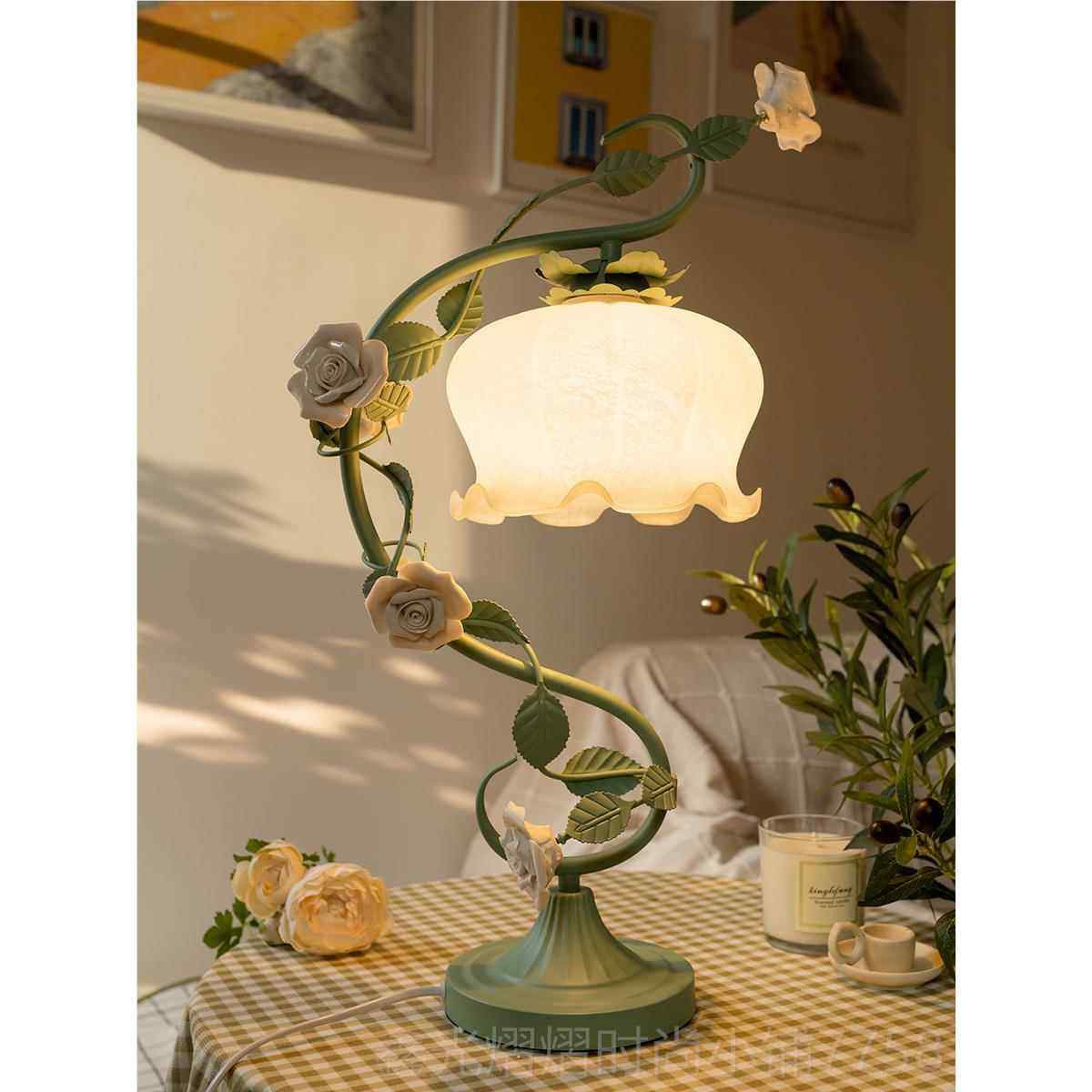 正品绿色复古浪漫欧台n灯卧室is公主玫瑰朵少女式心女花孩田园床
