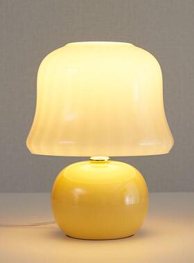 法式奶油台灯Muran中古全手工琉璃卧室床头装饰小台灯网红蘑菇灯