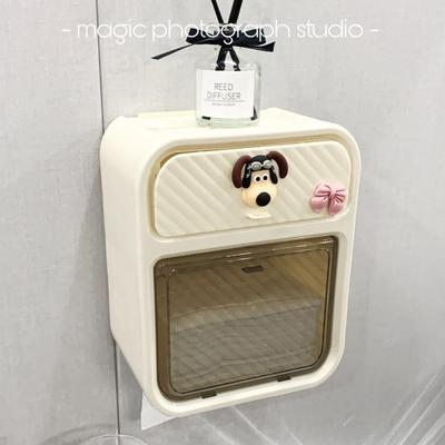 卫生间纸巾盒奶油浴室打孔纸巾盒