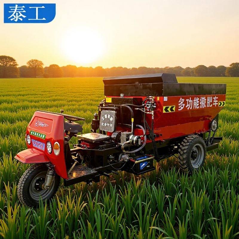 全自干湿抛粪机 施肥神器果园大棚不锈钢柴油三轮撒粪车
