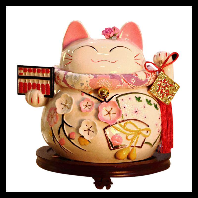 尚庄招财猫小号开业礼陶瓷发财猫店铺收银台大号存钱罐小摆件创意