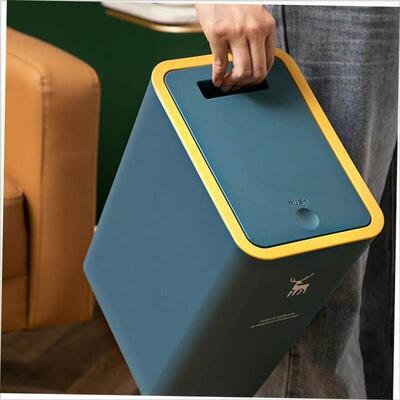 Rubbish Can Kitcn Toilet Trash wi Press Lid Garbage Bin