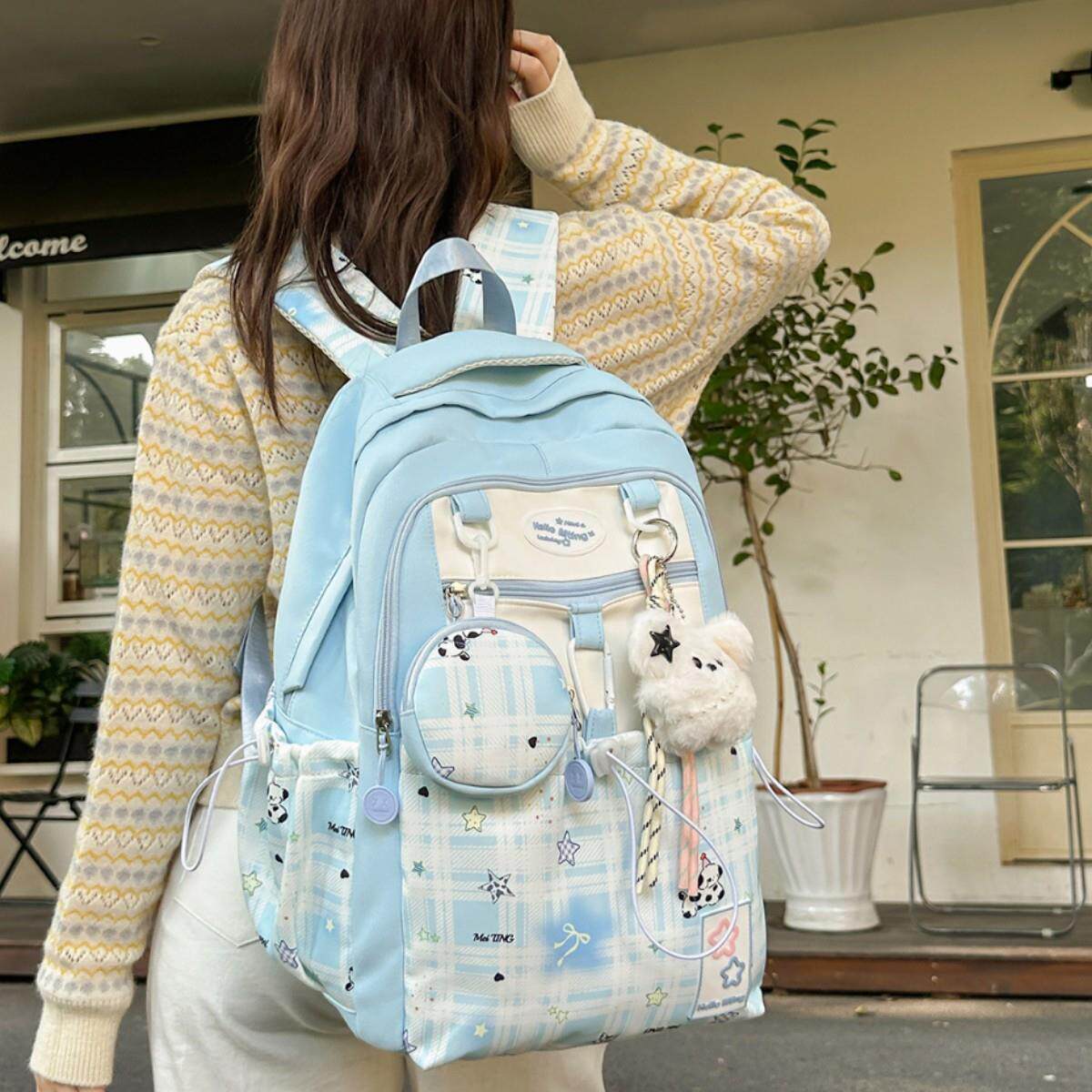 高颜值可爱卡通书包女学院风糖果色百搭初高中学生大容量双肩包