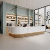 奶茶店转角吧台一体美容院咖啡厅收银柜台前台店铺商业接待台转角