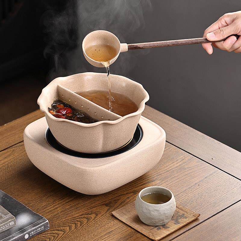 古法煮茶新款煮茶器罐罐茶陶壶中式煮茶炉胡桃木电陶炉围炉煮茶碗