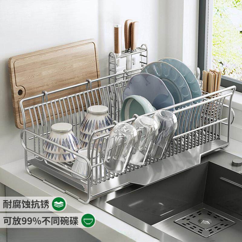 不锈钢碗架沥水架厨房置物架家用碗碟盘收纳架子多功能水槽沥水篮
