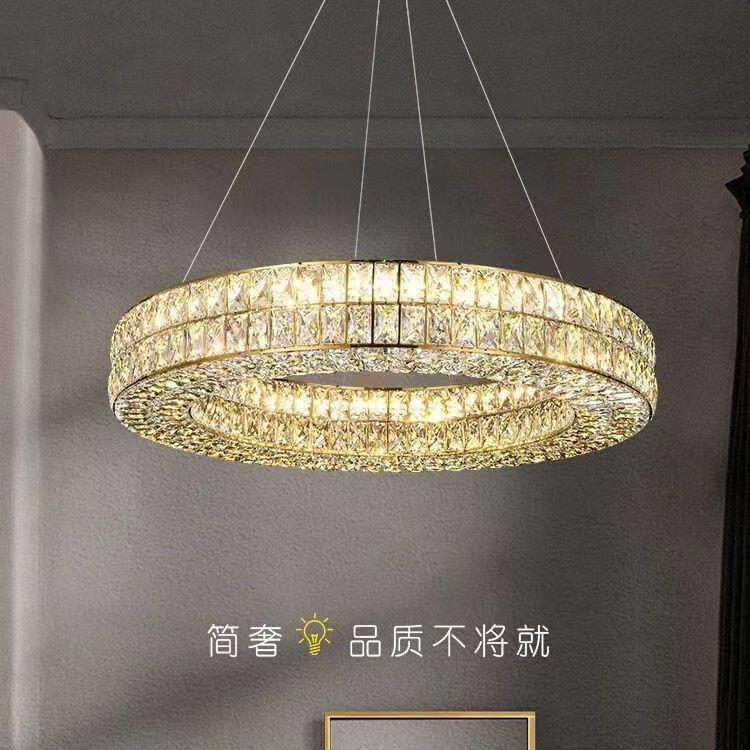 轻奢一字长条餐厅水晶吊灯现代简约设计师高档餐饮饭店灯饰灯具