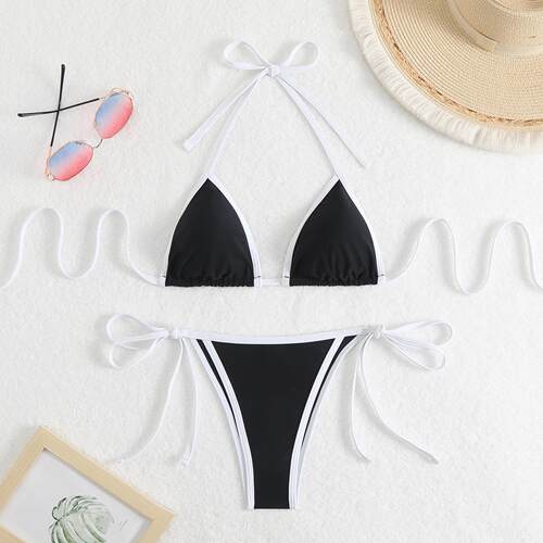 Color blocked swimsuit women's bikini set