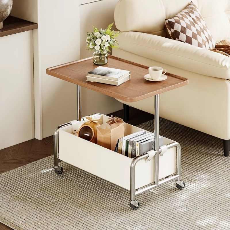 可移动沙发边几现代简约小推车茶几轻奢感中古床头边柜置物架