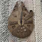 木制桃木质感创意星球大战千年隼号飞船挂钟墙面壁挂表石英钟静音