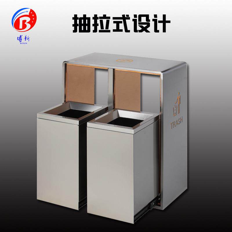 大容量不锈钢垃圾筒酒店分类开口式大号带盖垃圾桶家用收纳