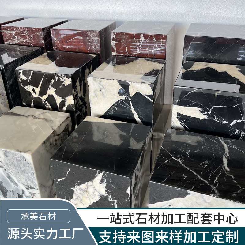 工厂定制摆件花座底座墩子天然大理石客厅落地高低展示台装饰立柱