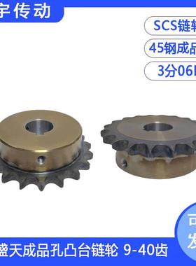 RS06B链轮SCS45钢3分成品孔带台阶齿轮27 28 29 30-35T齿键槽螺孔