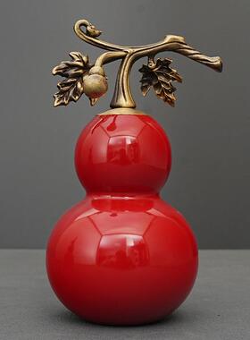 藤枝葫芦铜摆件工艺品开业送礼全铜桌面装饰品乔迁客厅玄关摆放