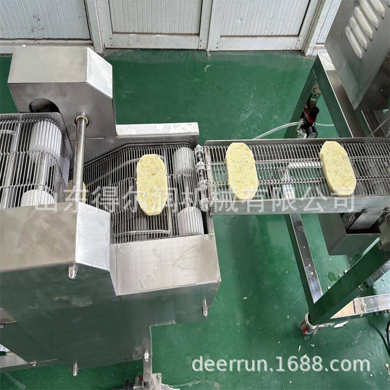 椭圆形薯饼油炸生产线牛肉饼成型机多种形状可选产量3500个/h