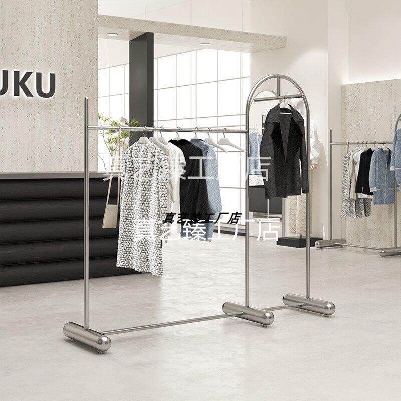服装店展示架不锈钢男女装货架创意正挂架陈列道具中岛落地挂衣架