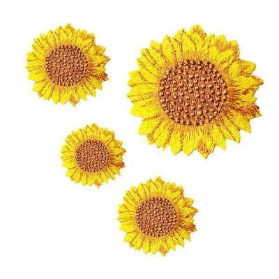 4pcs Sunflower Embroidery Appliques Cute Garment Patches