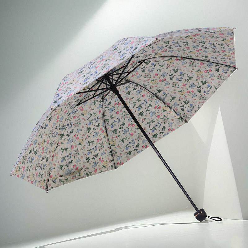 小清新双面碎花遮阳伞双层黑胶遮阳伞防晒抗UV晴雨两用UPF50+