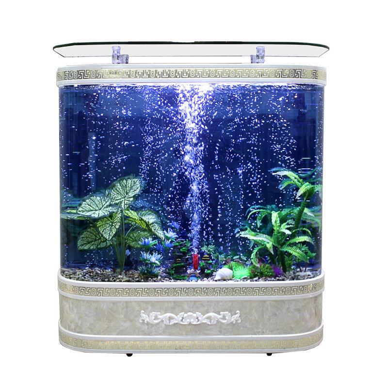 欧式鱼缸水族箱双圆形客厅家用落地中型大型1.2米免换水金鱼缸