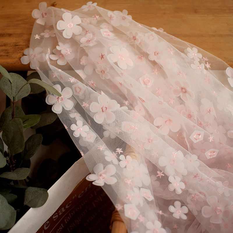 花仙子网纱刺绣蕾丝立体贴花童装婚纱礼服婚纱装饰裙子布料面料