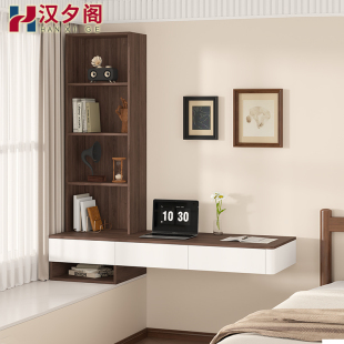 中古风飘窗柜书桌书柜化妆台一体创意组合卧室家用储物收纳柜1L52