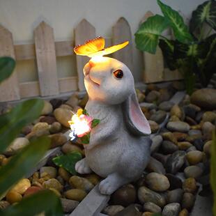 户外阳能光猫兔子造型发灯创意树太阳能猫脂摆件庭院景观太花园咪