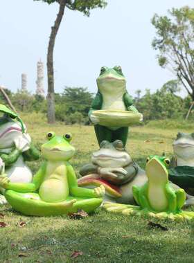 厂家直销现货供应仿真青蛙摆件户外玻璃钢动物雕塑园林景观小品