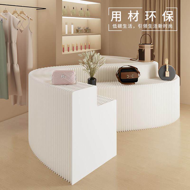 风琴纸双层展台可移动展示架服装店展会阶梯式落地可折叠定制展台