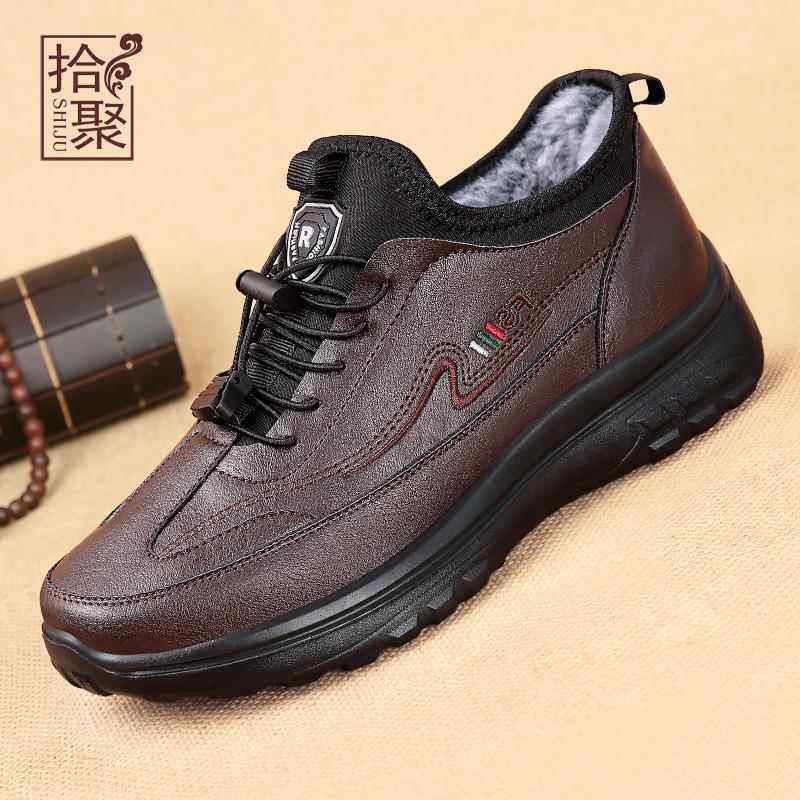 正品清冬季鞋加绒加男京厚棉鞋老仓北布鞋男爸爸老人鞋保暖轻便运