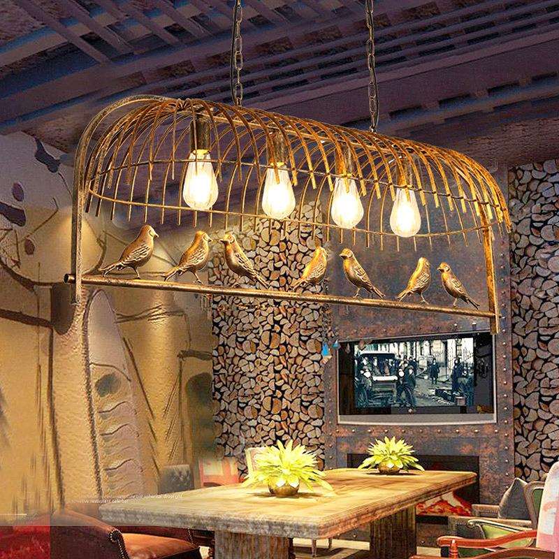 工业风铁艺创意吊灯餐厅咖啡厅客厅灯复古小鸟吊灯酒吧灯具