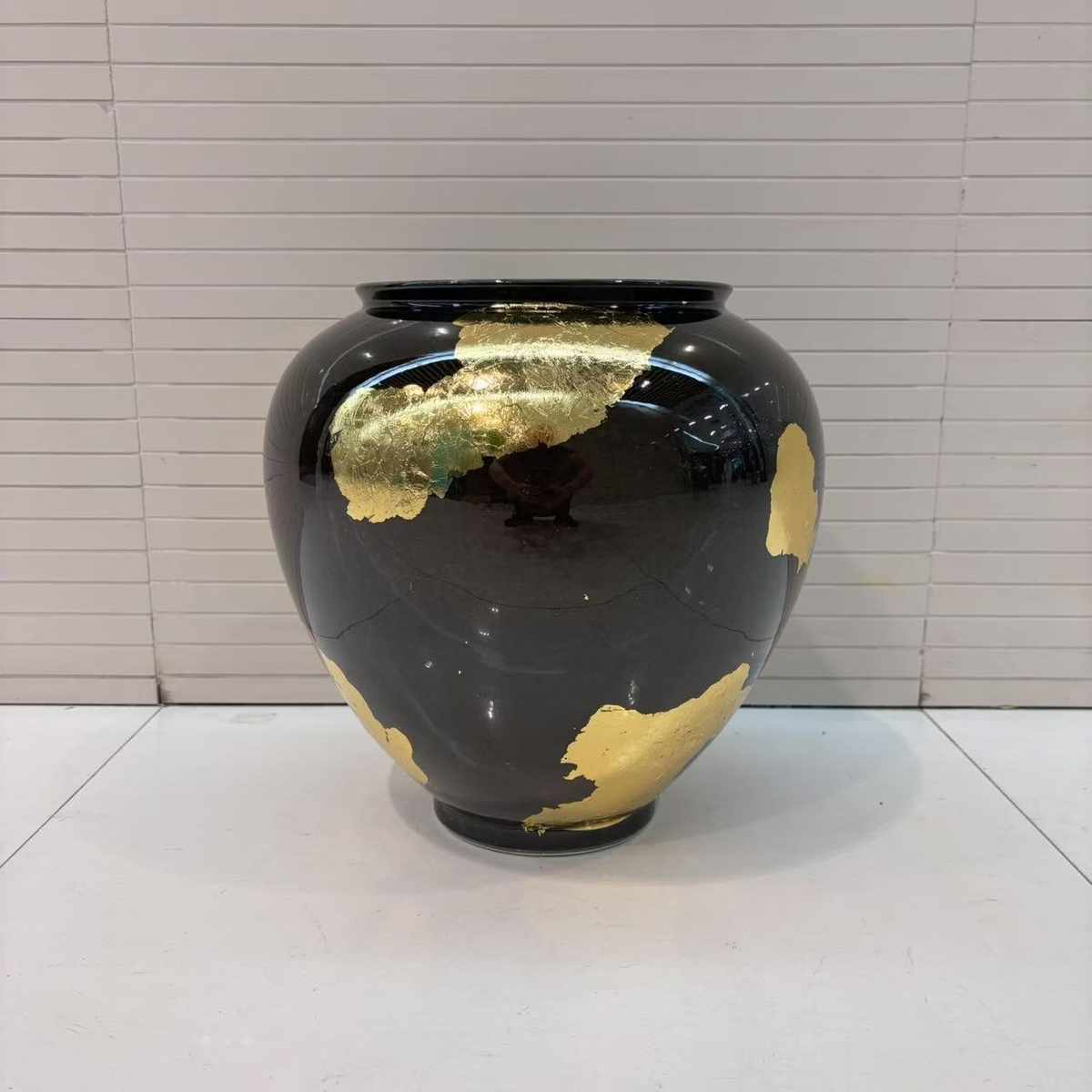 玄关创意中式饰品样板花瓶酒店新陈设贴金箔摆件房间陶瓷办公室
