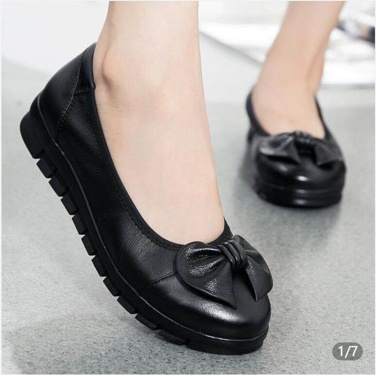 正品春老秋软妈妈鞋真皮底单鞋平底女鞋大码中跟中女年舒适坡跟士,女鞋,浅口单鞋,淘宝优惠券,粉丝福利购,淘宝优惠卷