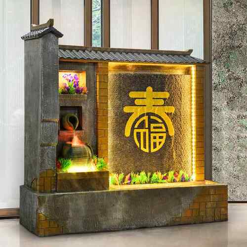 大型欧式幕墙水屏流风招财摆件花园2288-228水假山家庭院客厅居落