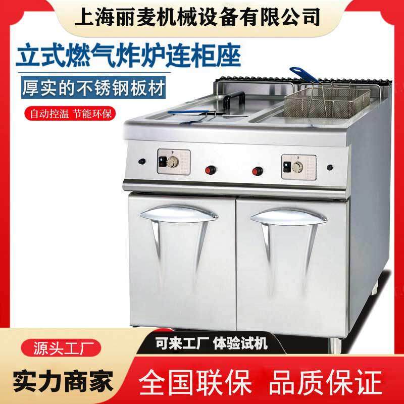 GF-985立式双缸双筛控温煤气炸炉28L恒温炸鸡炉油炸机工厂