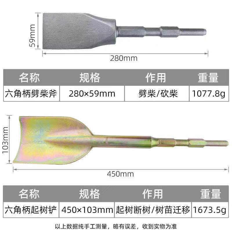 六角柄电镐铲子起树铲金刚铲劈斧柴加厚一体挖树起苗混泥土凿子