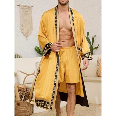 V 88629 Color stitch loose long sleeve bathrobe 彩线缝制长款