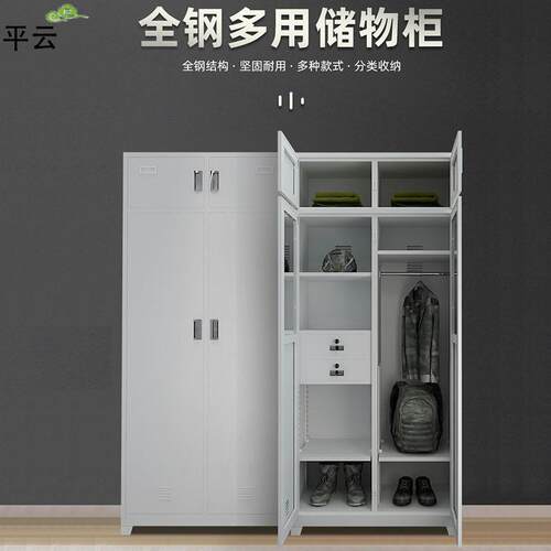 更衣柜两门铁皮柜内务柜宿舍置物柜物品收纳柜储物柜衣柜