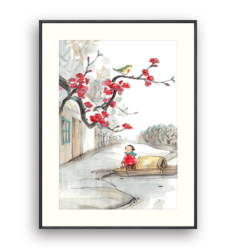 中央美院硕士肚子杜杜《立春》限量版画客厅卧室书房挂画装饰画