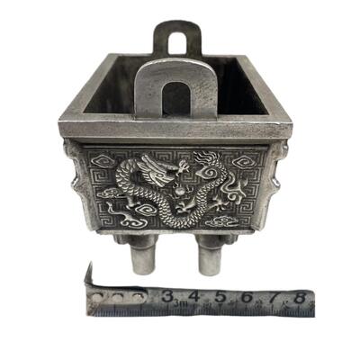 仿古镀银龙盛鼎香炉双插四方鼎线香炉ZEJ家用香香龙鼎薰炉摆件