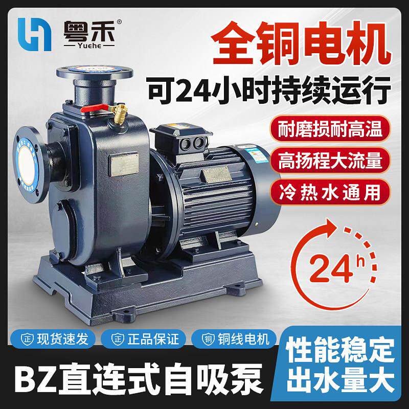 粤禾BZ自吸泵管道离心式水泵三相循环帮浦高扬程大流量380V抽水泵