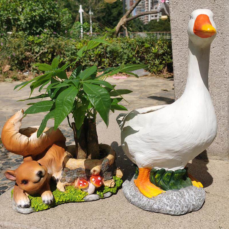 户外花园松鼠花缸摆件阳台园林架子别墅家居装饰品幼儿园鸭子花盆