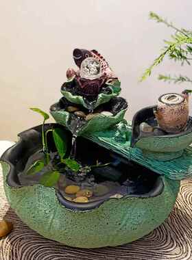 正品鱼中式假流水喷泉风水轮生财摆循件环水客厅桌面招财缸开业礼