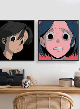 aokizy挂画创意头像插画adoy黑胶唱片装饰画服装店韩国漫画壁画潮