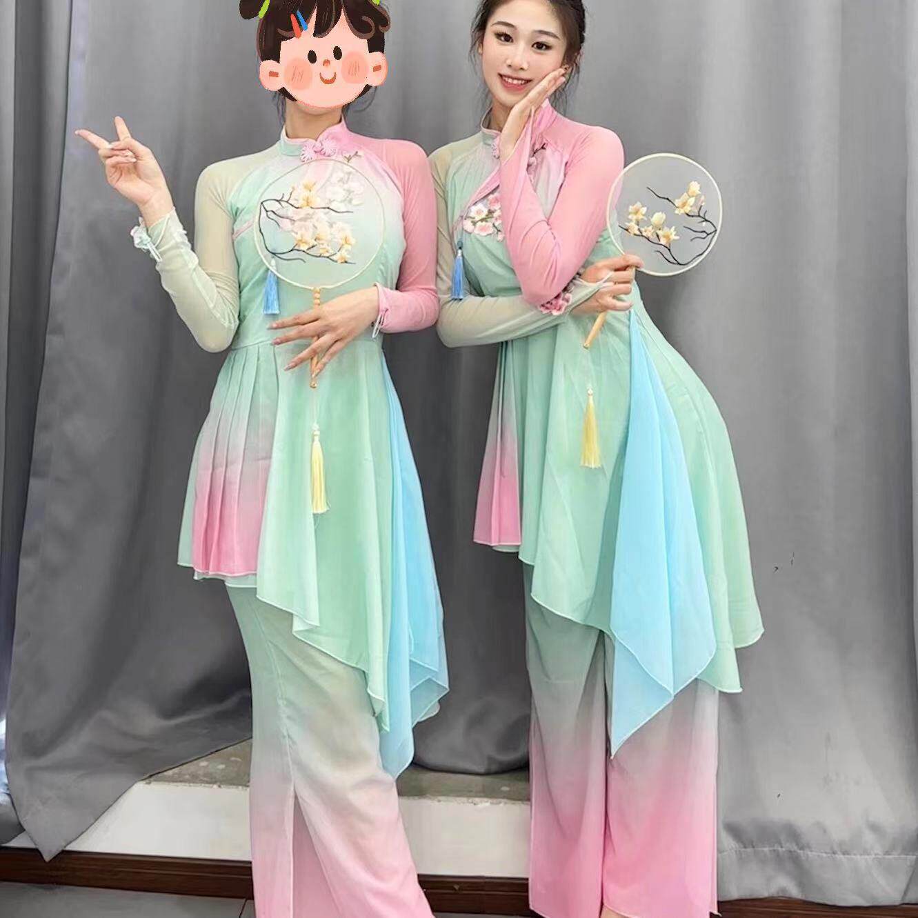 淡妆浓抹总相宜舞蹈服装女古典舞艺考演出服胶州秧歌团扇群舞新款