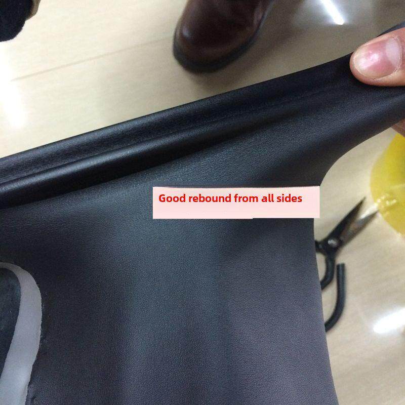四面弹力小羊纹PU皮革面料 黑色超柔皮裤面料服装革弹力皮革
