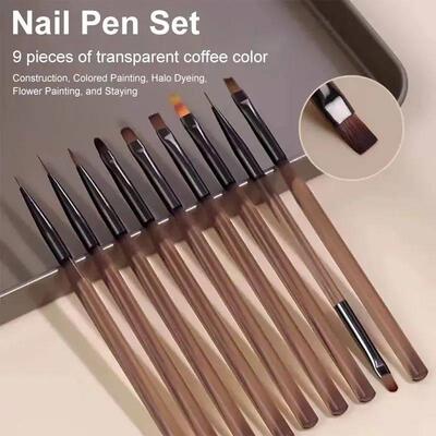 9PCS UV Gel Nail Brush Liner DIY Painting Pen Manicure Acryl