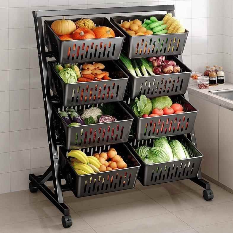 卧室置物架落地多层菜篮子客厅家用小推车零食收纳筐果蔬菜架子
