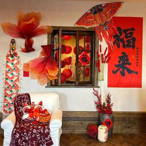 春节店铺装饰风筝纸鸢挂饰蛇年红色喜庆场景氛围布置糖葫芦靶子