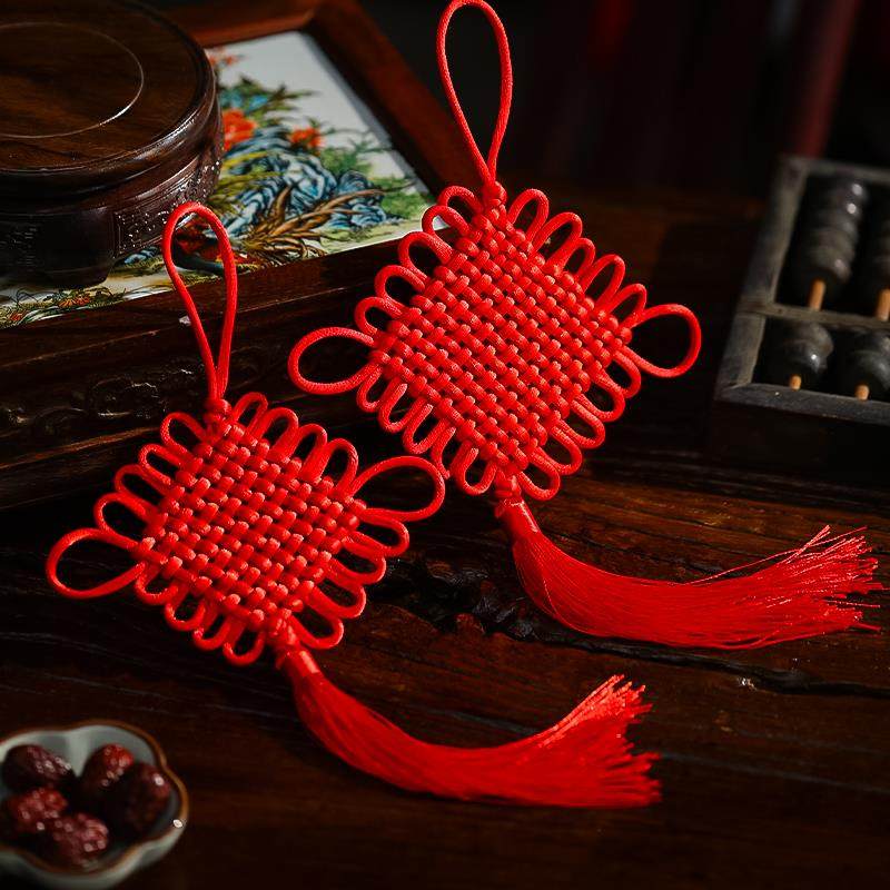 2025新款中国结织绳挂件高档大号红色福字挂饰小号入户门新年装饰,特色手工艺,中国结,淘宝优惠券,粉丝福利购,淘宝优惠卷